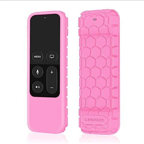 Fintie Protective Case for Apple TV 4K/ HD Siri Remote (1st Gen) - Honey Comb Lightweight Anti Slip Shockproof Silicone Cover for Apple TV 4K 5th 4th Gen Siri Remote Controller, Pink