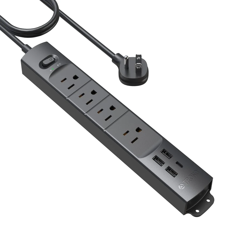TROND Surge Protector Strip with USB - 4 AC, 3 USB A + 1 USB C, 6ft