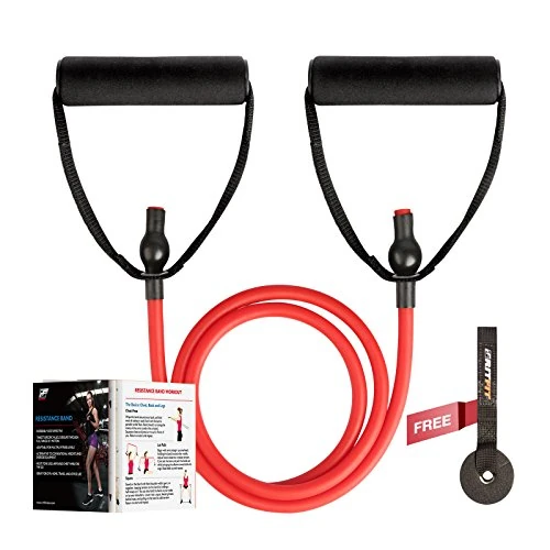 RitFit Exercise Resistance Bands with Door Anchor,Anchor Strap,Foam Handle (Red (15-20Lbs))