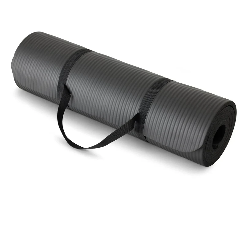 Amazon Basics 1/2-Inch Thick Yoga Mat with Carrying Strap - Black