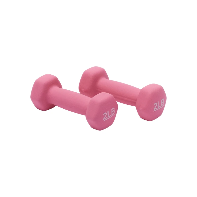 Amazon Basics Neoprene Dumbbell Hand Weights, 2 Pounds, Pair, Pink