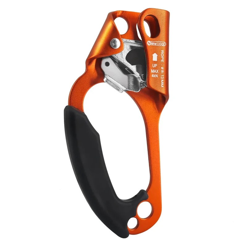 NewDoar Left Hand Ascender Rock Climbing Tree Arborist Rappelling Gear Equipment CE Certified Rope Clamp for 8~13MM Rope(Orange-Left) - Image 1