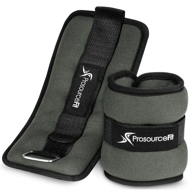 ProsourceFit Ankle, Wrist, Arm, and Leg Weights for Men and Women, Set of 2, 2lb each, Gray