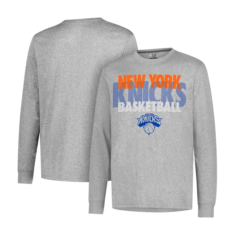 Ultra Game NBA Official Men’s Super Soft Supreme Long Sleeve T-Shirt - Unisex, New York Knicks, Heather Gray, Large