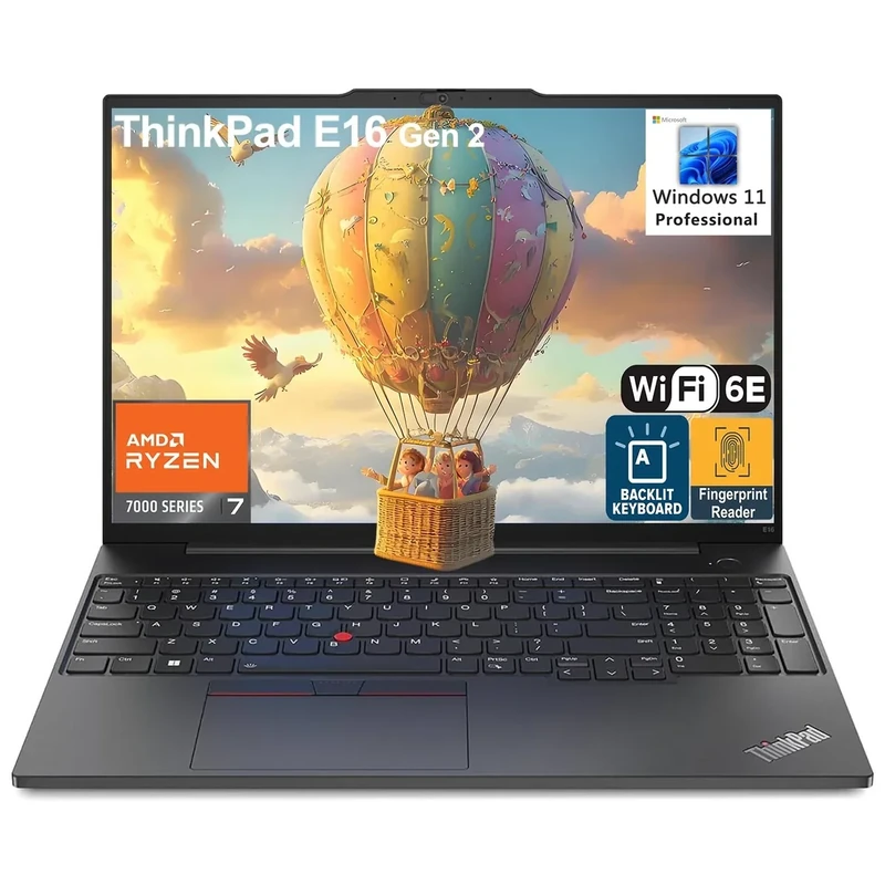 Lenovo ThinkPad E16 G2 Business Laptop Computer, 16" FHD+, AMD 8-Core Ryzen 7 7735HS (Beat i7-1360P), 4GB DDR5, 512GB PCIe SSD, WiFi 6E, Fingerprint Reader, Backlit Keyboard, Windows 11 Pro