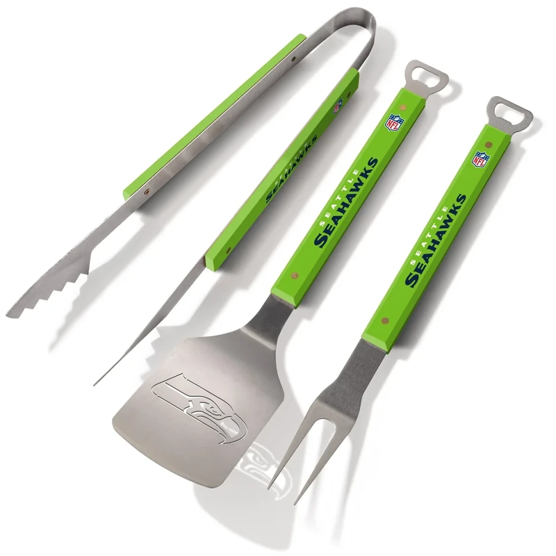 YouTheFan NFL Seattle Seahawks Spirit Series 3-Piece BBQ Set , Stainless Steel , 22" x 9"