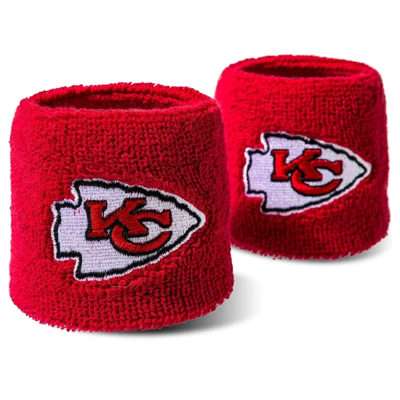 NFL Kansas City Chiefs Franklin Sports Kansas City Chiefs Embroidered Wristbandsnfl Embroidered Wristbands, Red, One Size