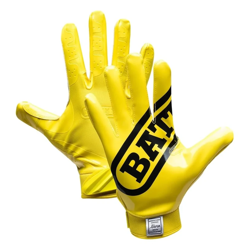 Battle Sports Double Threat Wide Receiver - Adult and Youth Football Gloves - Ultra Stick Gloves - Adult Medium, Yellow