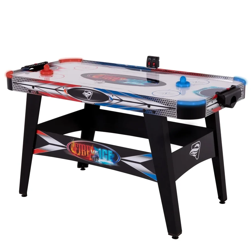 Triumph Fire ‘n Ice 54" LED Light-Up Air Hockey Table – Arcade-Style Game with Glowing Puck, Illuminated Pushers, Flashing Goal Corners & Electronic Scoring – Fun for Kids, Teens & Family Nights