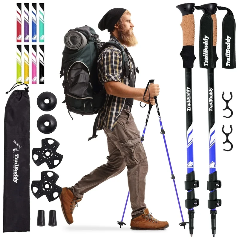 TrailBuddy Trekking Poles - Lightweight 7075 Aluminum Hiking Sticks