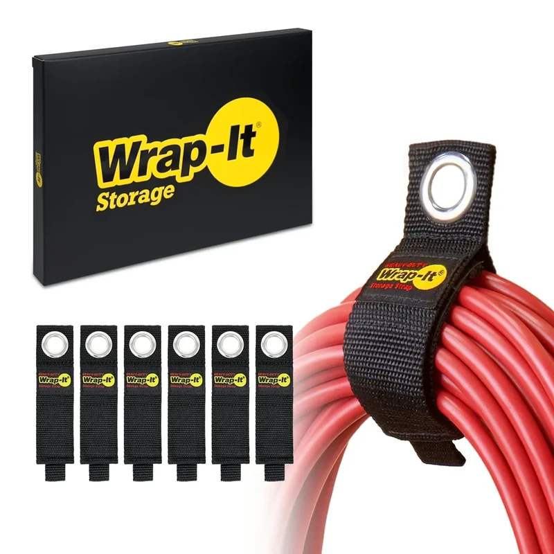 Wrap-It Storage Heavy-Duty 10" Cable Straps - 6 Pack Hook & Loop