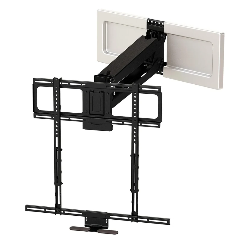 MantelMount MM540 - Above Fireplace Pull Down TV Mount for 44" to 80" Screen TVs to 90 lbs, with Patented auto-straightening, Adjustable Stops, Heat Sensor Handles & Paintable Covers