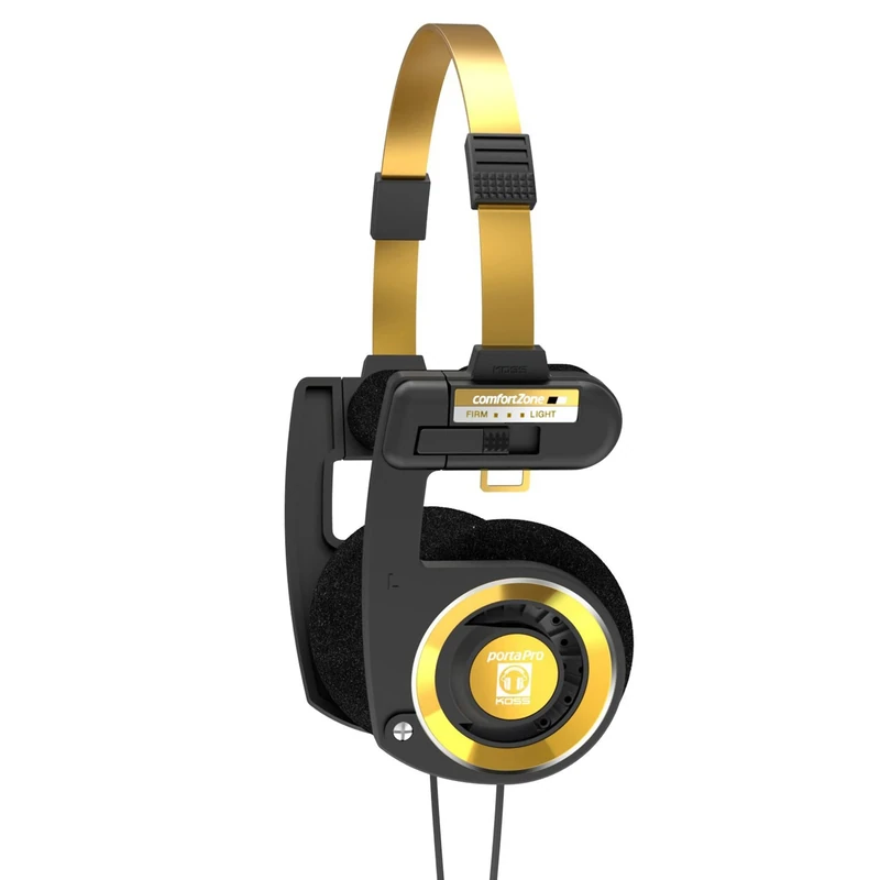 Koss Porta Pro Black Gold On-Ear Headphones with Mic & Carrying Case