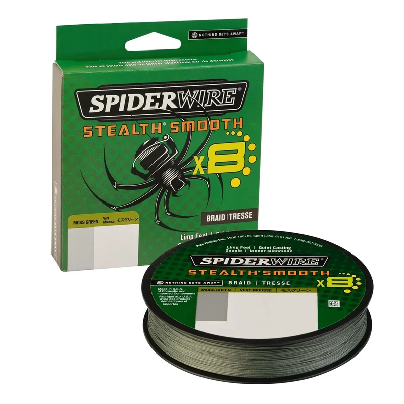 SpiderWire Stealth® Smooth Superline, Moss Green, 10lb | 4.5kg, 125yd | 114m Braided Fishing Line, Suitable for Freshwater Environments