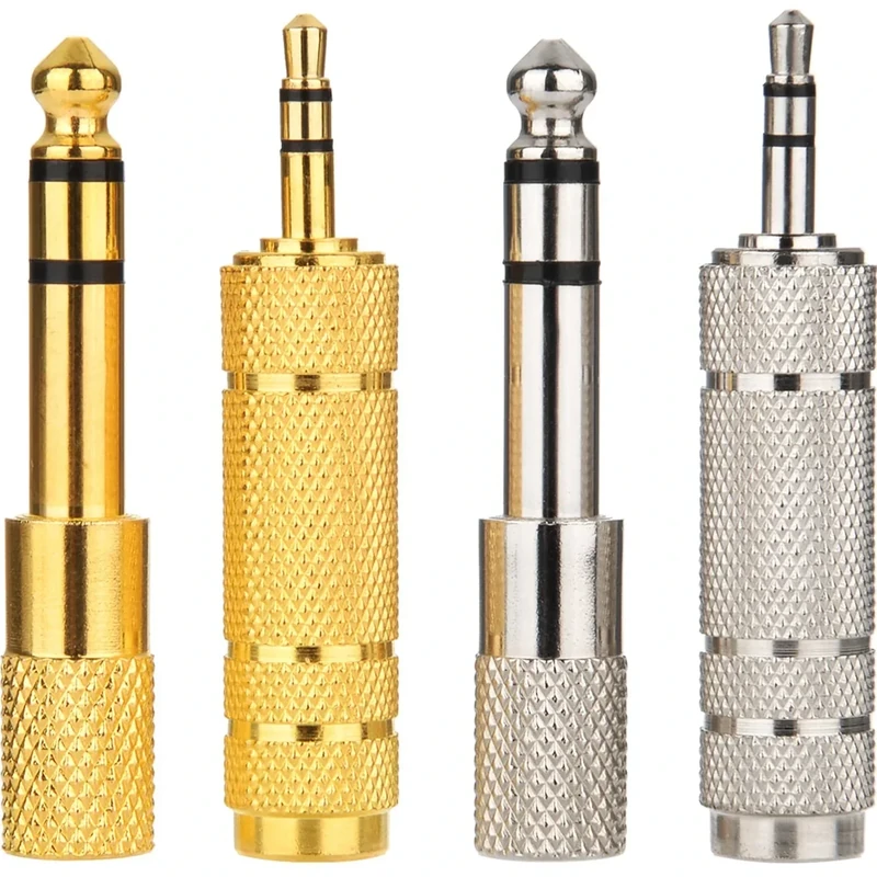 EBOOT 4 Pieces Headphone Adapter 6.35 mm (1/4 Inch) Male to 3.5 mm Female and Audio Stereo Plug 3.5 mm Male to 6.35 mm (1/4 Inch) Female Stereo Jack Adapter for Player, Headphone,Guitar Amplifier