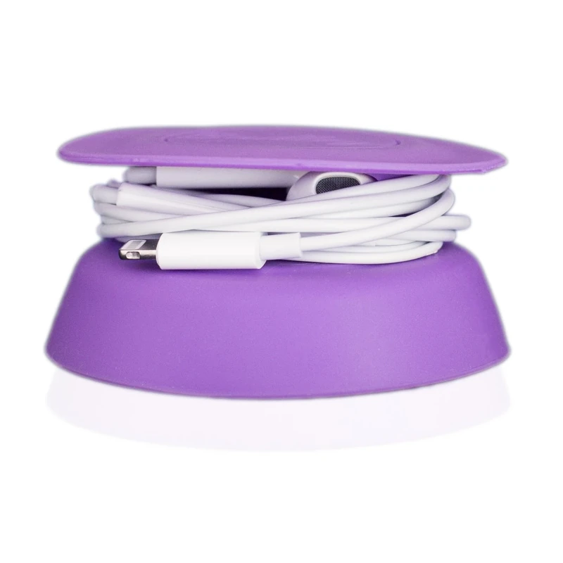 Budley - Tangle-Free Earphone/Earbud Case, Compact Storage System, Silicone (Purple, Set of 1)