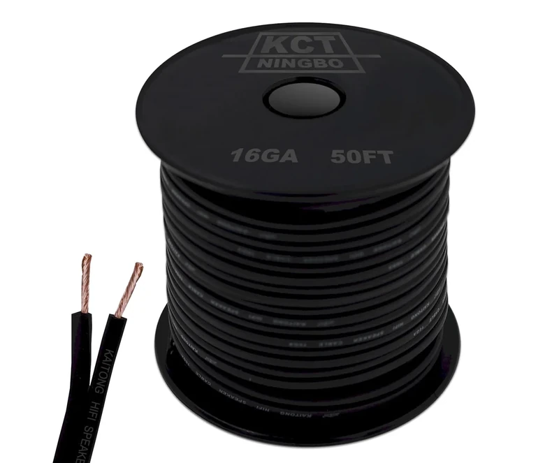 KCT 16AWG Gauge Speaker Cable Speaker Wire Black 50FT