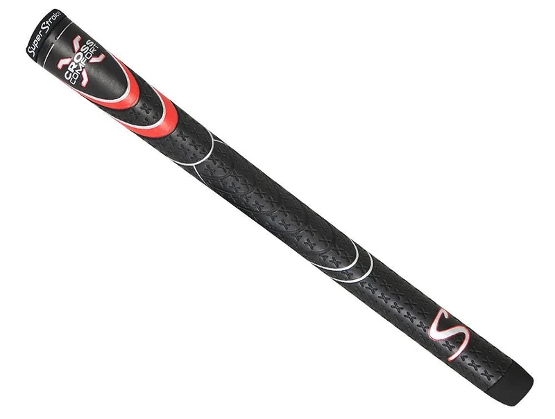 SuperStroke Cross Comfort Golf Club Grip, Black/Red (Undersize) | Soft & Tacky Polyurethane That Boosts Traction | X-Style Surface & Non-Slip | Swing Faster & Square The Clubface More Naturally (RSS199)