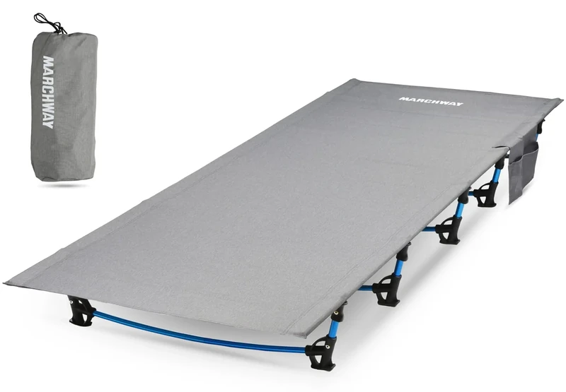 MARCHWAY Ultralight Folding Tent Camping Cot Bed, Portable Compact for Outdoor Travel, Base Camp, Hiking, Mountaineering, Lightweight Backpacking (Grey)