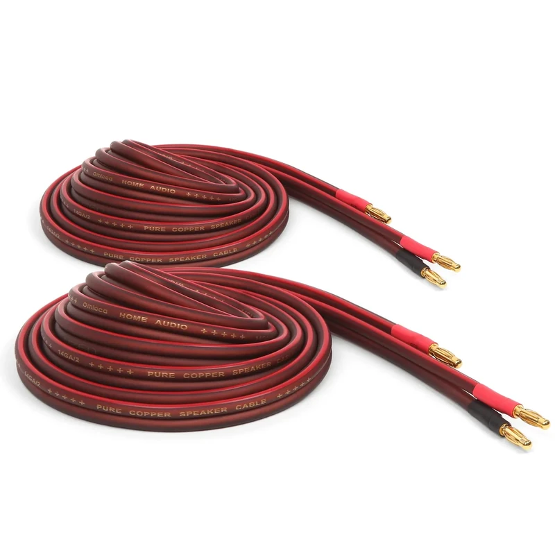 Micca 14AWG Pure Copper Speaker Cable 6.6ft Pair - Gold Banana Plugs - Image 1