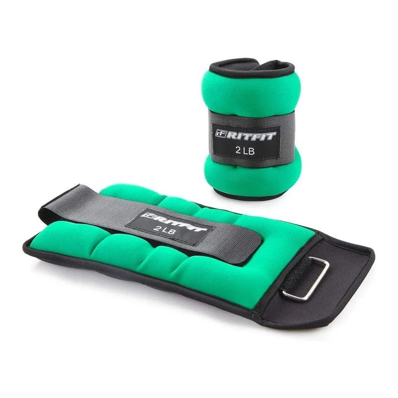 RitFit Ankle Wrist Weights for Women & Men (1 Pair) (Green - 2 lbs Each)