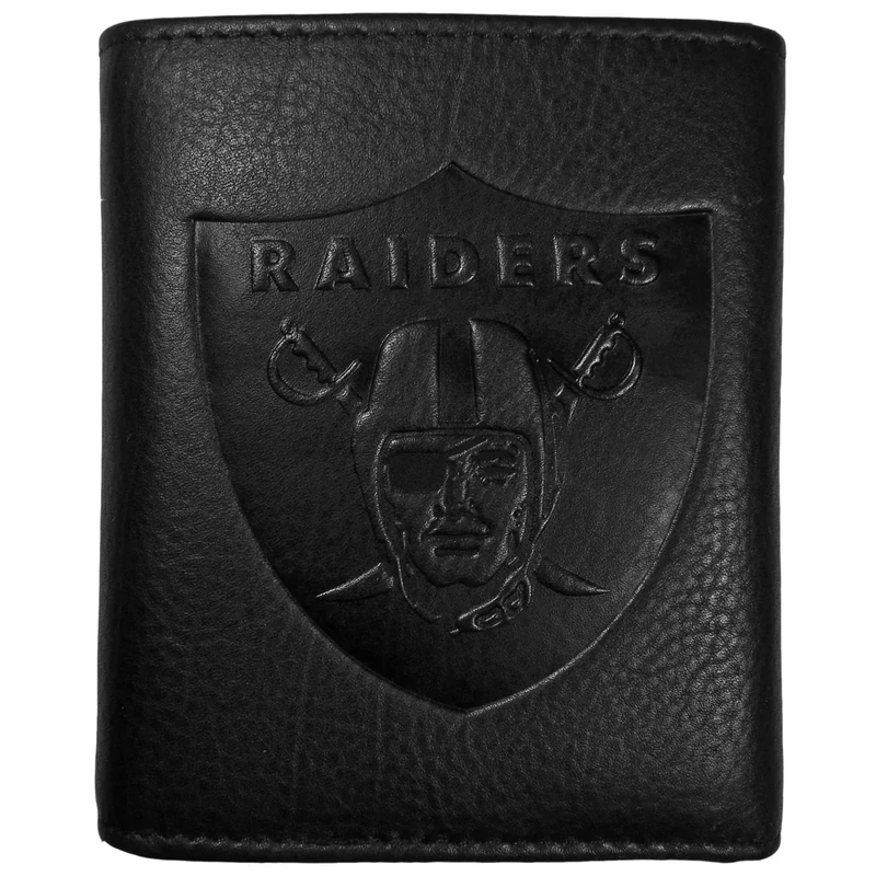 NFL Siskiyou Sports Mens Las Vegas Raiders Embossed Leather Tri-fold Wallet One Size Black