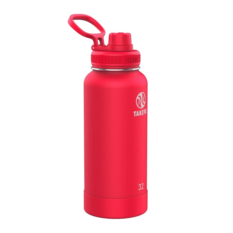 Takeya Actives Water Bottle with Spout Lid - Bottle with Double Stainless Steel Insulation - Dishwasher Safe & BPA-Free - Bottle with Spout Lid & Removable Bumper - 32 oz, Watermelon