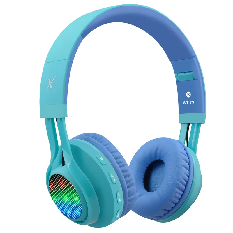 Riwbox WT-7S Kids Bluetooth Headphones - LED Light Up Foldable Stereo