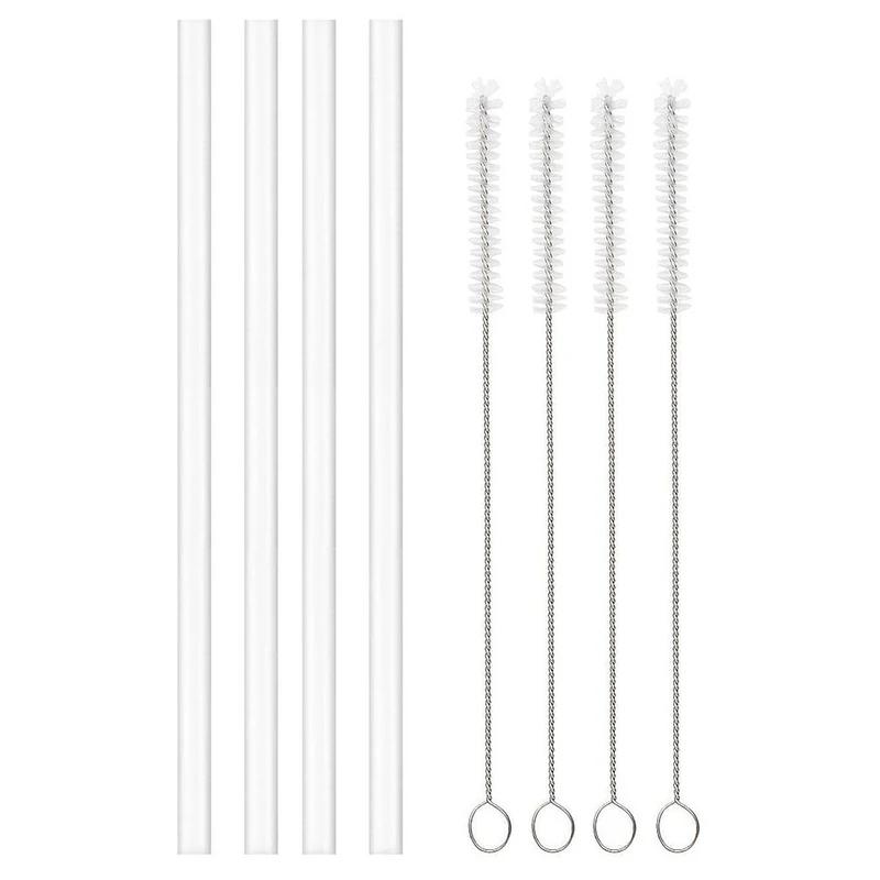 4-Pack Replacement Straws for Hydro Flask Wide Mouth Bottle Hydroflask Straw Lid, 4 BPA-FREE Straws and 4 Straw Cleaning Brushes