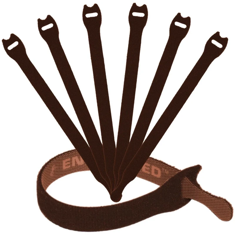 Reusable Cable Ties 1/2" x 8" for Cable Management and Organizing Cords - 30 Pack Bundled with 2 Bonus Cinch Straps (Brown)