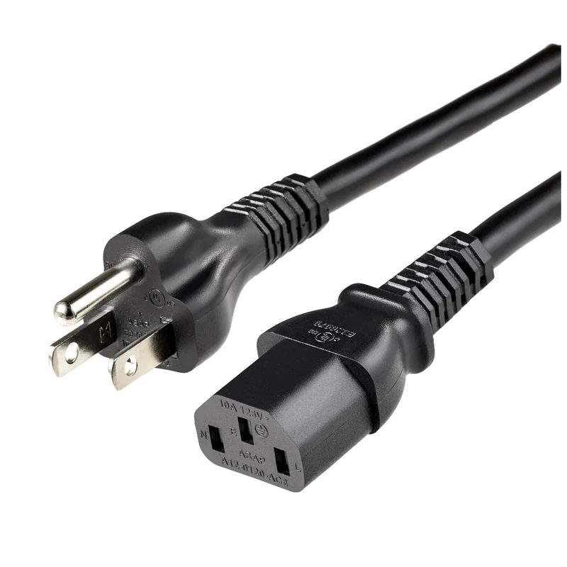 Amazon Basics 15ft PC Power Cord - 3 Prong, 18 AWG, 125V Black