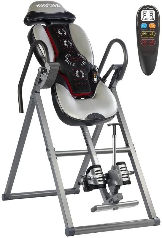 INNOVA HEALTH AND FITNESS ITM5900 Advanced Heat and Massage Inversion Table, Gray/Black