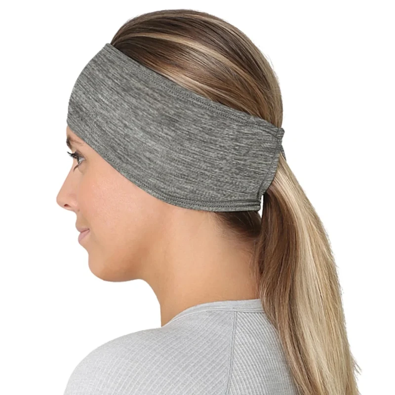 TrailHeads Women’s Ponytail Headband | Moisture Wicking Ear Band | The Power Running Headband - Heather Grey