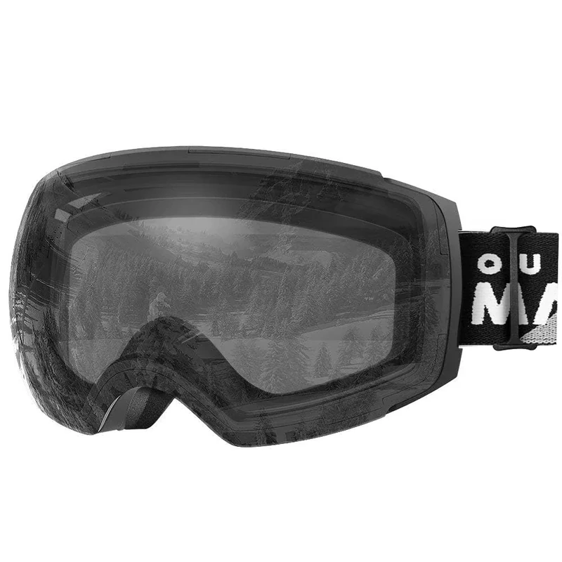 OutdoorMaster Ski Goggles PRO - Frameless, Interchangeable Lens 100% UV400 Protection Snow Goggles for Men & Women (Black Frame VLT 99% Clear Lens and Free Protective Case)