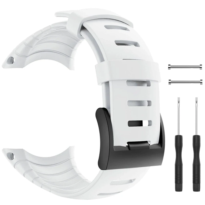 patrohoo Bands for Suunto Core Strap, Rubber Replacement Watch band for Suunto Core SS014993000,White
