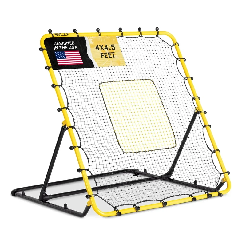 SKLZ Fielding Trainer - Baseball & Softball Pitch-Back Rebound Net - Ground, Line Drive & Fly Ball Return Settings - 4 x 4.5-Foot Steel Frame, UV & Weather Resistant Bungee Net, Easy-Fold Design