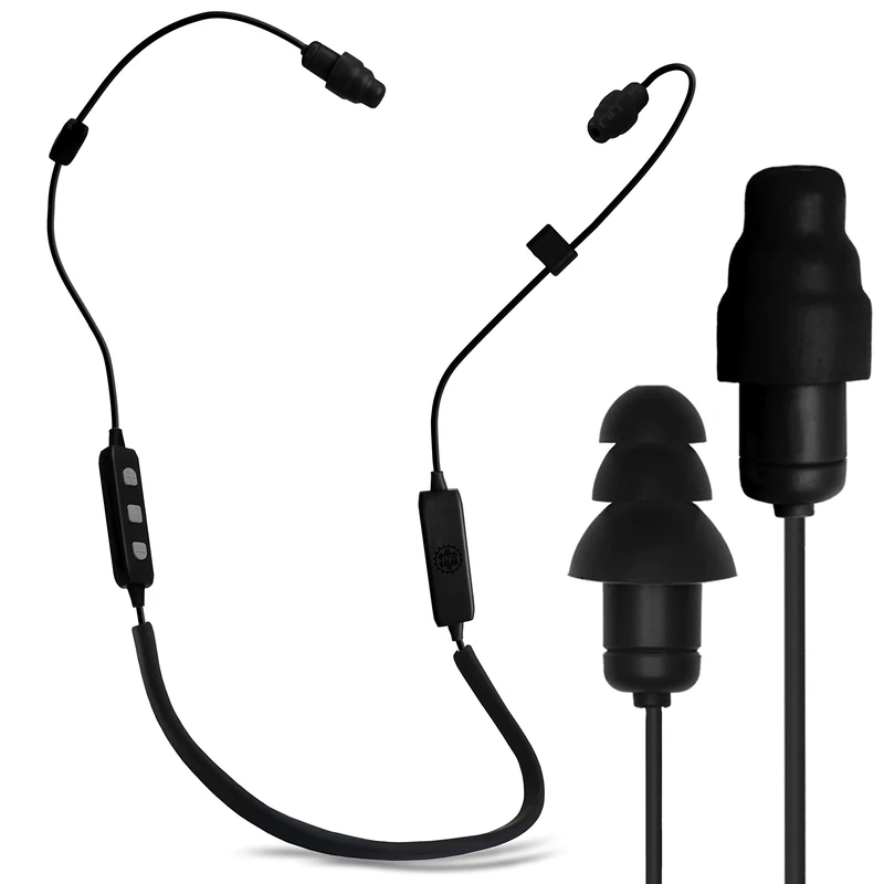 Plugfones Liberate 2.0 Bluetooth Earplug Headphones - Wireless Bluetooth in-Ear Earplug Earbuds - 29 dB Noise Reduction Headphones with Noise Isolating Mic and Controls (Black & Gray) - Image 1