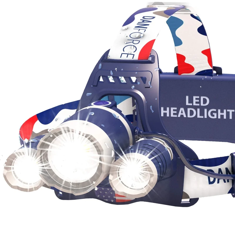 DanForce Headlamp. USB Rechargeable LED Head Lamp. Ultra Bright LUMINUS 1080 Lumen Head Flashlight + Red Light. HeadLamps for Adults, Camping, Outdoors & Hard Hat Work. Zoomable IPX54 Headlight