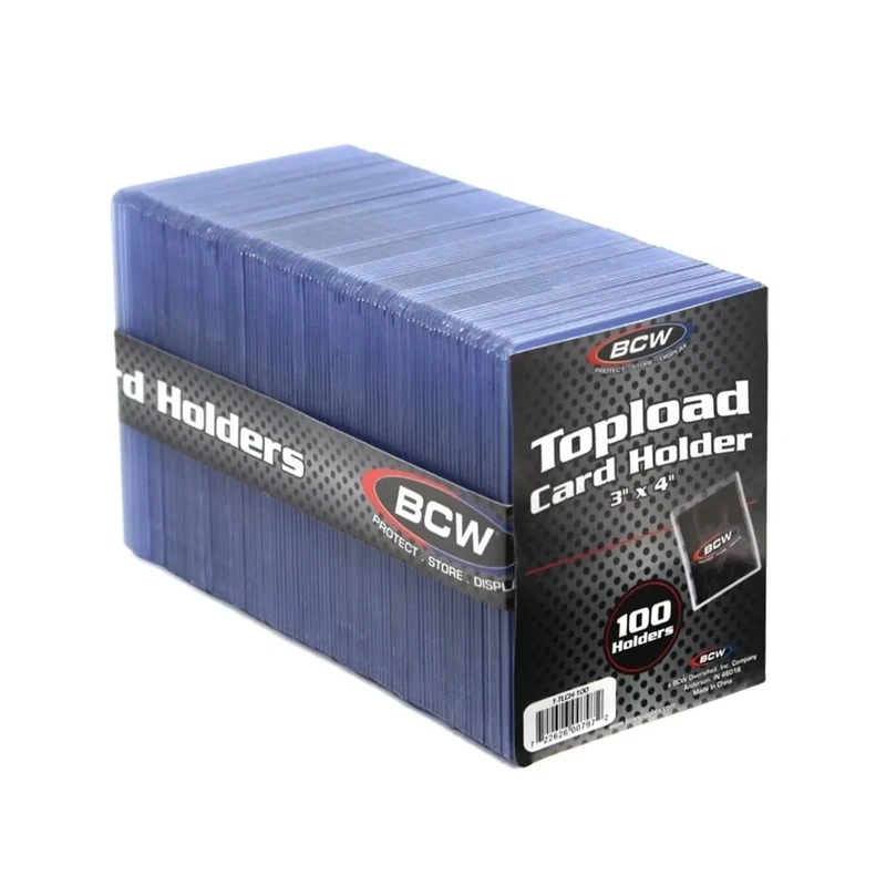 BCW 3x4 Standard Topload Card Holders | 100 Pack | Top Loaders for Cards | Rigid Card Protector | Fits Standard Size Cards Up to 35pt