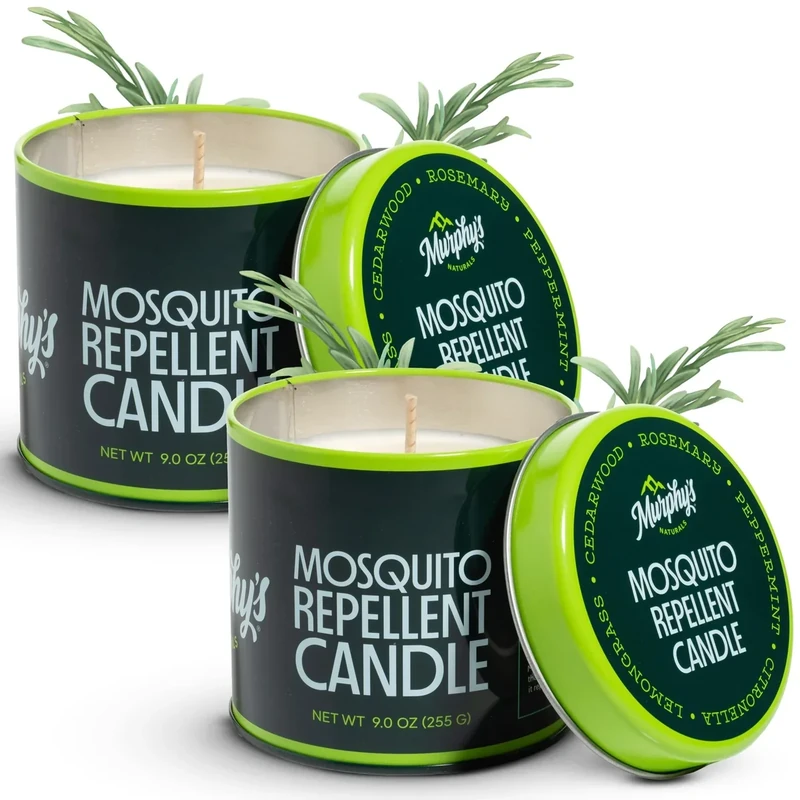 Murphy's Naturals Mosquito Bug Repellent Candles for Outdoor Patio, Citronella & Essential Oils, Soy/Beeswax Blend, 30-Hour Burn Time, 9 Ounce, 2-Pack