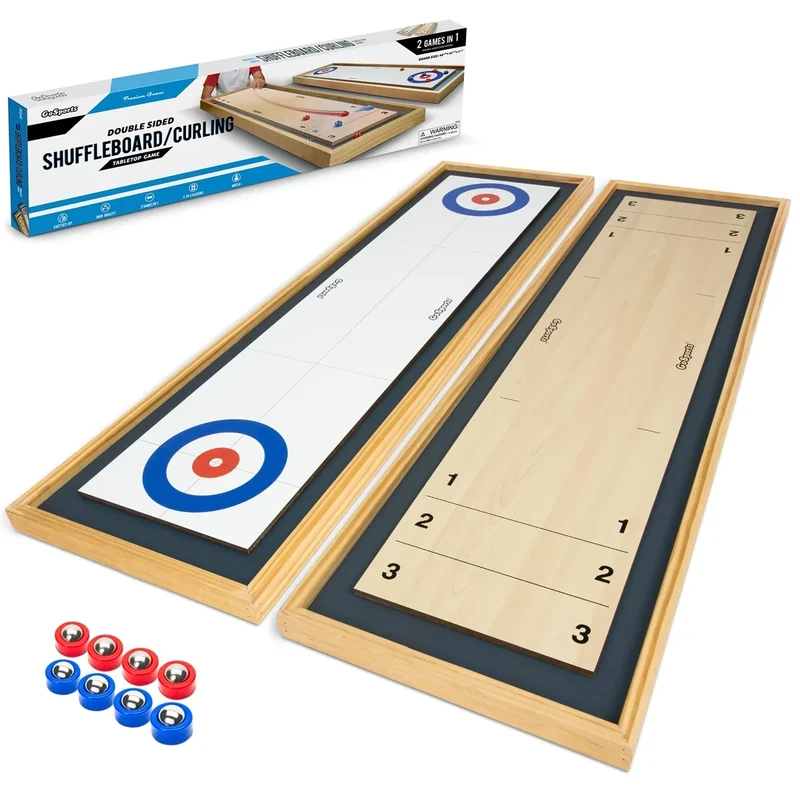 GoSports Shuffleboard and Curling 2 in 1 Tabletop Board Game