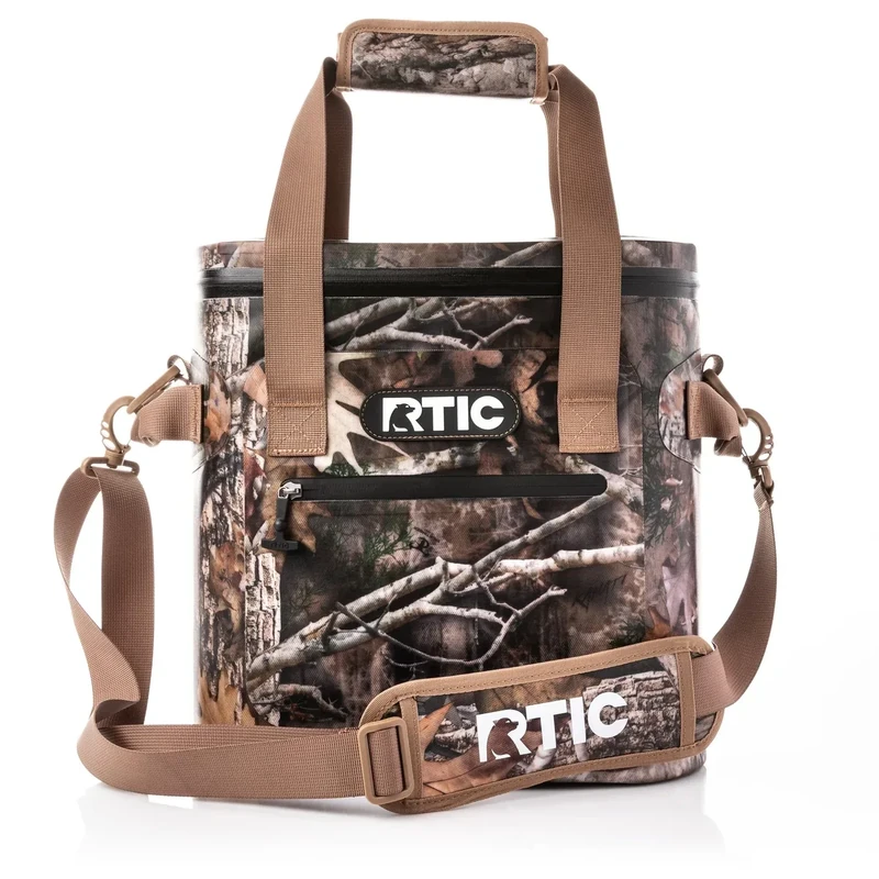 RTIC Soft Cooler 20 Can, Insulated Bag Portable Ice Chest Box for Lunch, Beach, Drink, Beverage, Travel, Camping, Picnic, Car, Trips, Floating Cooler Leak-Proof with Zipper, Camo