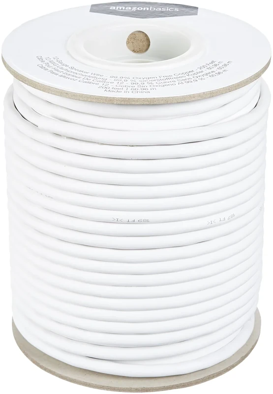 Amazon Basics 12-Gauge 200ft Speaker Wire - 99.9% OFC, White