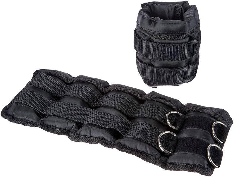 Amazon Basics Adjustable Ankle Weights, 10 Pound Set (5 Pounds Each), Black