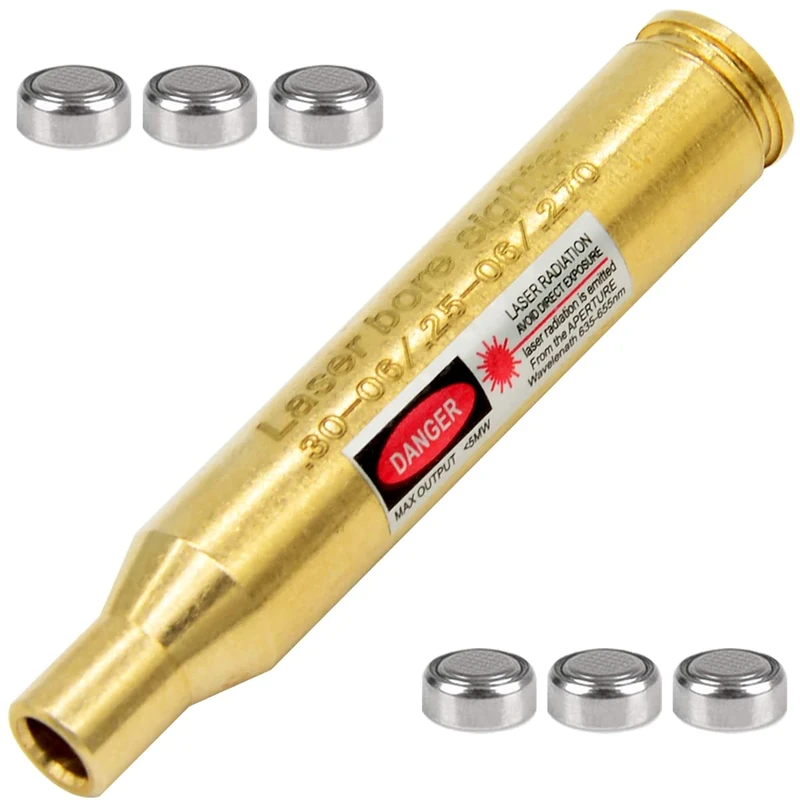 MOSANDON .30-06/25-06/270 Bore Sight Laser Red Dot Cartridge Laser bore Sighter with 2 Sets of Batteries