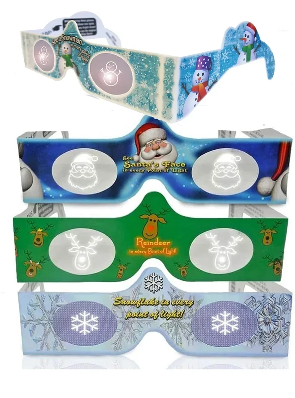 Trusty 3D Christmas 4-Pack Light Glasses - Santa, Snowman & Reindeer - Image 1