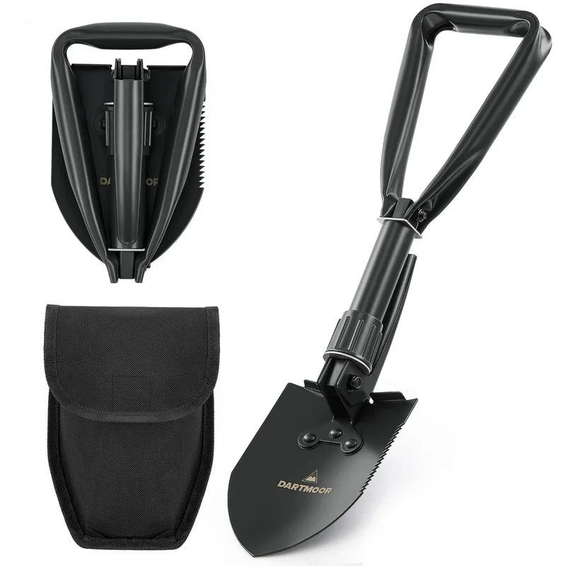 DARTMOOR Mini Folding Shovel High Carbon Steel, Portable Lightweight Outdoor Tactical Survival Foldable Mini Shovel, Entrenching Tool, Camping, Hiking, Digging, Backpacking, Car Emergency