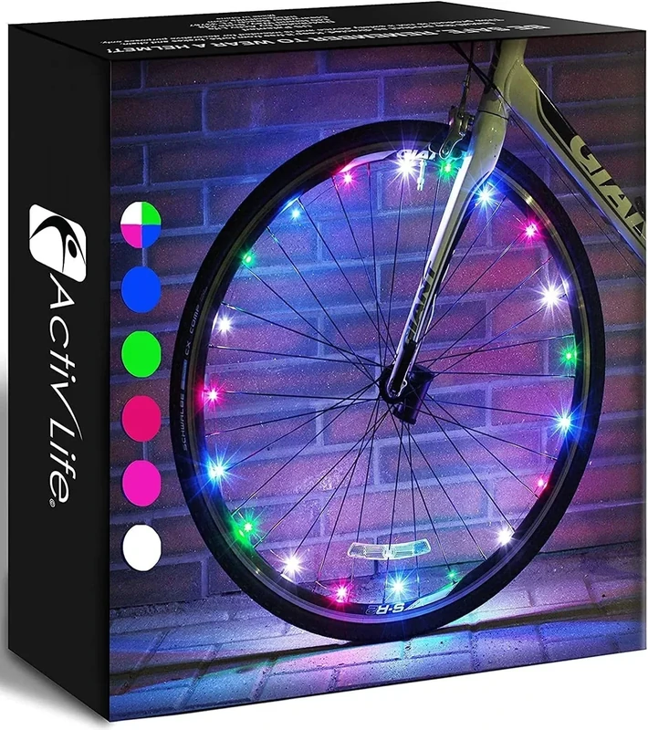 Activ Life 2-Tire Pack LED Bike Wheel Lights with Batteries Included, Get 100% Brighter and Visible from All Angles for Ultimate Safety and Style (Multicolor) - Image 1