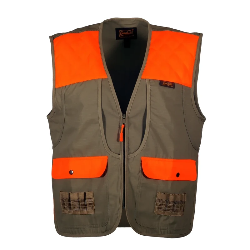 Gamehide Shelterbelt Mid-Weight Upland RipStop Hunting Vest (Medium, Khaki/Orange)