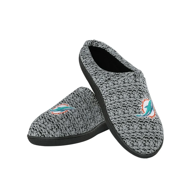 FOCO NFL Miami Dolphins Men's Poly Knit Cup Sole Slipper, Team Color, Medium (9-10) - Image 1